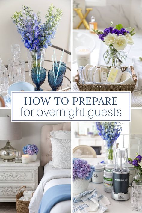 Welcoming guests starts with the guest room but is so much more. Here are 5 ways to prepare your home for overnight guests. Modern Parisian Decor, Guest Room Baskets, Guest Welcome Baskets, Ideas For Small Kitchens, French Country Interior, Guest Room Essentials, Tennessee House, Welcome Basket, Kitchen Decoration Ideas