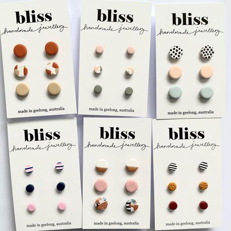 Barwon Heads, Jewelry Packaging Diy, Clay Studs, Polymer Clay Jewellery, Painting Ceramic Tiles, Clay Pieces, Schmuck Diy, Earrings Clay, Ceramic Necklace