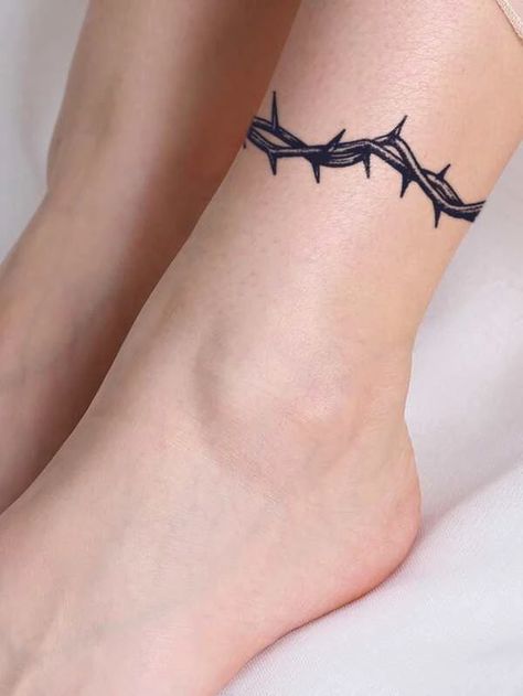 Thorn Leg Tattoo, Thorn Vine Tattoos For Women, Crown Of Thorns Finger Tattoo, Crown Of Thorns Bracelet Tattoo, Crown Thorns Tattoo, Thorn Wrist Tattoo, Thorn Bracelet Tattoo, Thorn Tattoo Design, Thorn Vine Tattoo