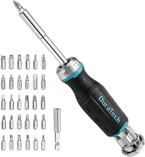 DURATECH Multi-bit Ratcheting Screwdriver, 38-Piece Magnetic Screw Drivers with Bits Storage Handle, Slotted/Philips/Pozi/Torx/Hex/Square - - Amazon.com Bits Storage, Screw Drivers, Xmas Wishlist, Electric Screwdriver, Screwdriver Set, Screwdriver, Favorite Things, You Must, Screw