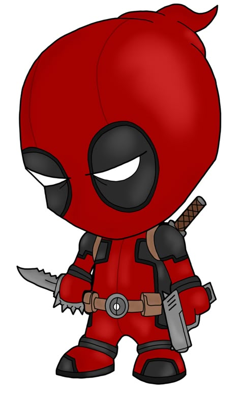 Baby Deadpool Tattoo, Marvel Cartoon Drawings, Deadpool Kawaii, Thor Drawing, Deadpool Cartoon, Deadpool Tattoo, Cute Deadpool, Chibi Marvel, Pool Paint