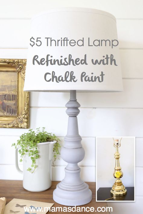 Refinish an inexpensive lamp with chalk paint                                                                                                                                                                                 More Paint Lamp Base, Luminaria Diy, Refinished Table, Lampe Diy, Lamp Makeover, Refurbished Furniture, Upcycled Crafts, Diy Lamp, Paint Furniture