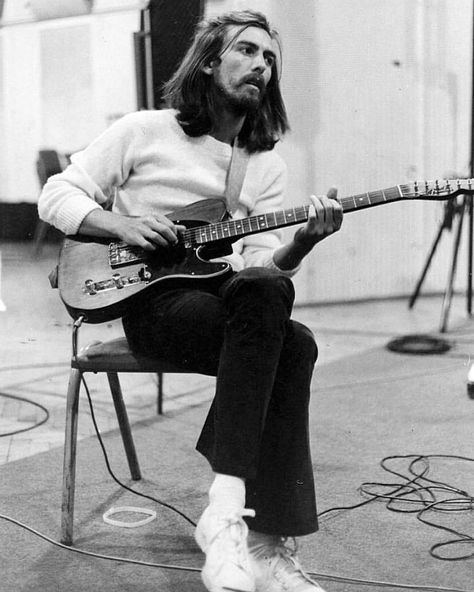 George Harrison July 9th, 1969. Abbey Road, George Harrison, A Man, Guitar, Road