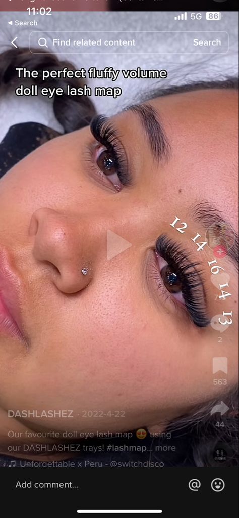 Doll Eyelash Mapping, Dolleyelashes Map, Doll Eyelash Extensions Volume, Short Fluffy Eyelash Extensions, Babydoll Lash Map, Lash Maps For Hooded Eyes, Hybrid Doll Eye Lash Extensions Map, Volume Set Lash Extensions Mapping, Almond Eye Shape Lash Extensions