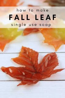 How to make single use soap in cute fall leaf shapes. These soaps are great to take with you so you always have soap. They don't spill, so they are great for travel. They also look really cute in a guest bath. #soapmaking #fall #soap #crafts Soap Leaves, Liquid Soap Making, Soap Making Tutorials, Fall Soaps, Cold Process Soap Recipes, Soap Tutorial, Soap Making Supplies, Homemade Soap Recipes, Crafts To Make And Sell