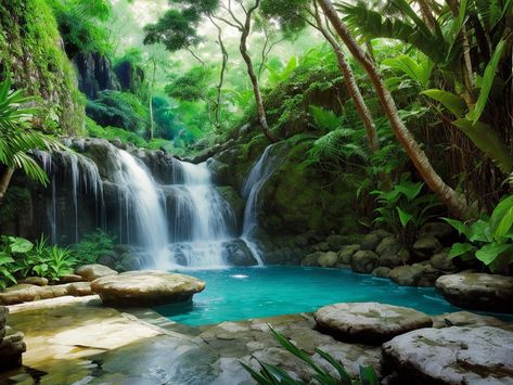 Discover Thailand's Beauty: Hidden Waterfall in the Jungle Hidden Waterfall, Inspiring Landscapes, In The Jungle, Awe Inspiring, Thailand, Beauty