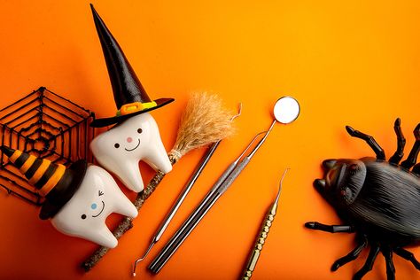 dental hygiene halloween Orthodontic Marketing, Orthodontics Marketing, Dental Halloween, Dentist Halloween, Halloween Teeth, Dentist Art, Dental Social Media, October Decorations, Remedies For Tooth Ache