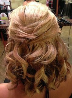 Half Up Curls, Medium Length Curls, Medium Length Updo, Wedding Hairstyles Medium Length, Wedding Hairstyles Half Up Half Down, Trendy Wedding Hairstyles, Short Wedding Hair, Wedding Hair Down, Wedding Hairstyles Updo