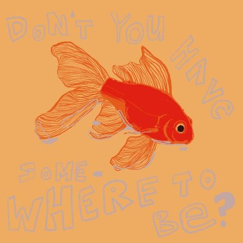 [mae] on Instagram: "the fish is right - - - - - #digitalart #illustration #procreate #goldfish #art" Easy Goldfish Painting, Colourful Illustration Art, Golden Fish Illustration, Golden Fish Drawing, Goldfish Art Illustrations, Gold Fish Drawing, Fish Art Illustration, Fish Character Design, Goldfish Cartoon