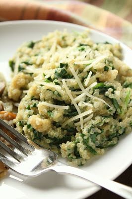 Parmesan Spinach Quinoa {Low-FODMAP, Gluten-Free}  /  Delicious as it Looks Quinoa Side Dish, Parmesan Spinach, Quinoa Dishes, Low Fodmap Recipes, Fodmap Recipes, Quinoa Recipes, Low Fodmap, Pine Nuts, Parmesan Cheese