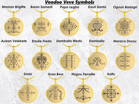 "This Hogou Ferraille Voodoo Veve necklace Is the Perfect Gift! Whether for Yourself or a Loved One.  Explore all our Voodoo Veve jewelry here: https://www.etsy.com/in-en/shop/SymbolicPresent?ref=seller-platform-mcnav&section_id=22613507 ➜ Our jewelry is made of high-quality surgical steel with a shatterproof liquid glass coating and an 18k gold finish option. ➜ Engrave onto the back of the Voodoo Veve pendant your loved one's name, your wedding date, an anniversary, or anything else you want to Voodoo Jewelry, Voodoo Veve, Egyptian Astrology, Haitian Voodoo, Time Bandits, Voodoo Art, Papa Legba, Marie Laveau, Wiccan Symbols