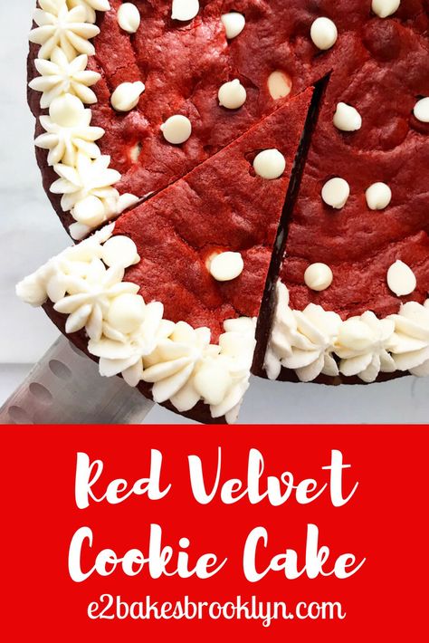 Red Velvet Cookie Cake Recipe, Giant Red Velvet Cookies, Cookie Cake Christmas Designs, Back To School Cookie Cake, Red Velvet Cookie Cake, Cute Cookie Cake Designs, Cookie Cake Recipes, Homemade Cookie Cake, Cookie Cake Ideas