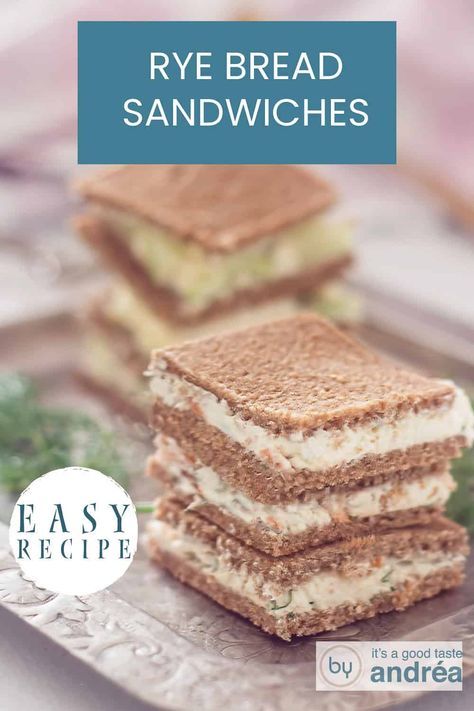 Two staples with rye bread sandwiches stuffed with cream cheese, smoked salmon and cucumber. A text: easy recipe, rye bread sandwiches Cream Cheese And Cucumber, Rye Bread Sandwiches, Cucumber Cream Cheese, Salmon Cream Cheese, Best Sandwich Recipes, Special Occasion Food, Summer Recipe, Simple Dinner, Sandwiches For Lunch