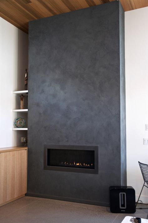 Gallery Of Fireplaces - ecowalls Contemporary Fireplace Ideas, At Home Clay, Tiled Fireplace Wall, Fireplace Modern Design, Stucco Fireplace, Grey Fireplace, Fireplace Feature Wall, Best Decor Ideas, Lime Plaster