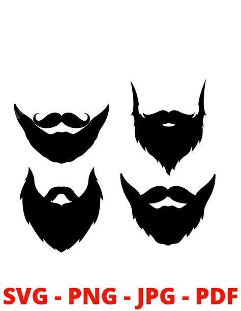 Beard With Mustache, Beard Svg, Man Beard, Mustache Men, Cut Canvas, Scan And Cut, Brother Scan And Cut, Bearded Men, Silhouette Designer Edition