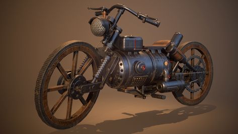 Steampunk Motorcycle, Game Art Environment, Steampunk Illustration, Steampunk Vehicle, Steampunk Airship, Conceptual Drawing, Arte Steampunk, Wilde Westen, Concept Motorcycles