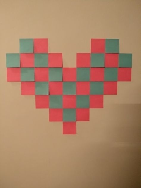 DIY room decor Sticky notes wall heart Sticky Note Decor, Sticky Notes Ideas, Sticky Note Crafts, Sticky Notes Quotes, Notes Diy, Easy Room Decor, Notes Craft, Easy Diy Room Decor, Notes Ideas