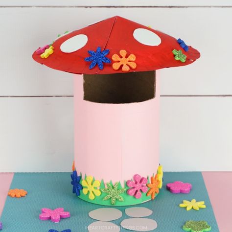 Mushroom Valentines Boxes, Homemade Valentine Boxes, Diy Valentine's Box, Diy Fairy House, Vday Crafts, Valentines Card Holder, Valentine Fairy, Kids Valentine Boxes, Bee Valentine