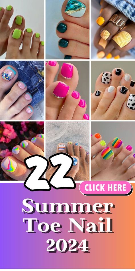 Step into summer 2024 with style! Our guide highlights the most fashionable toe nail colors, from neon green to holographic hues. Get inspired with the latest pedicure trends that promise to elevate your beach and poolside looks Toe Nails Colors, Summer Toe Nails Colors, Neon Pedicure, Best Toe Nail Color, Beach Toe Nails, Toe Nail Colors, Summer Pedicure Colors, Pedicure Designs Summer, Toenail Designs Summer