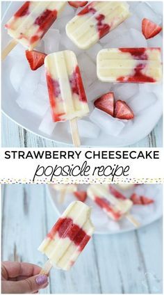 Popsicles Diy, Strawberry Cheesecake Popsicles, Diy Ice Pops, Summer Popsicle Recipes, Cheesecake Popsicles, Healthy Popsicle Recipes, Strawberry Popsicles, Ice Pop Recipes, Healthy Popsicles