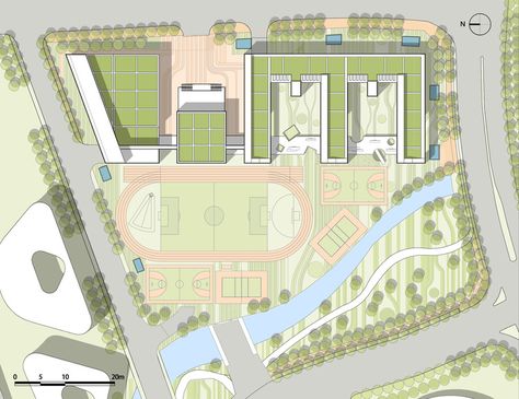 Shenzhen Haixi Primary School / AUBE CONCEPTION | ArchDaily School Landscape Design, Primary School Design, School Site Plan, School Building Plans, School Landscape, School Floor Plan, School Floor, Design Diagram, School Building Design