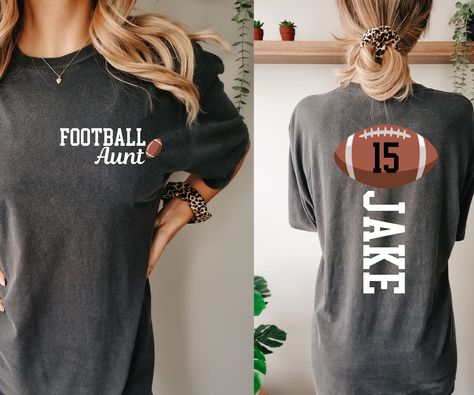 Football Aunt Shirt With Kids Name, Custom Football Aunt Shirt, Gift For Football Lover Aunt Shirt, Gift for Football Aunt, Custom Football Football Mom Shirts Ideas Sons, Football Mama Shirts, Football Mom Shirts Ideas, Football Aunt, Football Girlfriend Shirts, Funny Football Shirts, Football Moms, Football Girlfriend, Football Shirt Designs