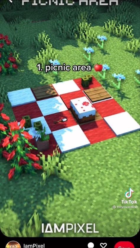 Minecraft Gift Ideas In Game, Minecraft Bonfire Ideas, Camping Site Minecraft, Minecraft Camping Spot, Minecraft Lawn Ideas, Minecraft Building Ideas Outdoor, Camp Minecraft Ideas, Outdoor Ideas Minecraft, Camp Site Minecraft