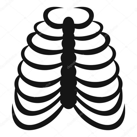 Simple Bone Drawing, Simple Ribcage Drawing, Ribcage Drawing Easy, Ribcage Drawing, Rib Cage Drawing, Bone Drawing, Line Art Tattoos, 3d Drawings, Character Ideas