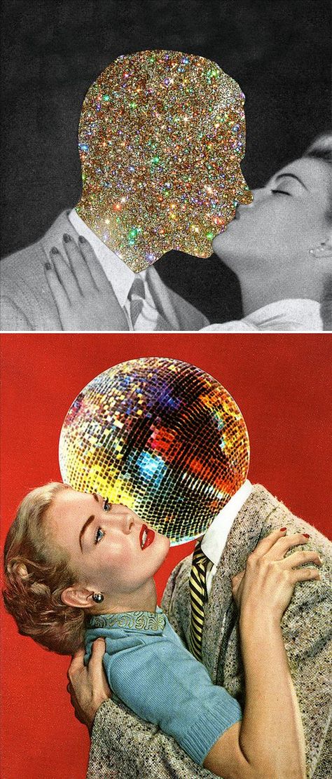 eugenia loli (perfect collages for new year's eve!): Foto Art, E Card, Disco Ball, Art Journals, Photo Collage, Collage Art, Wallpaper Iphone, Surrealism, Greeting Card