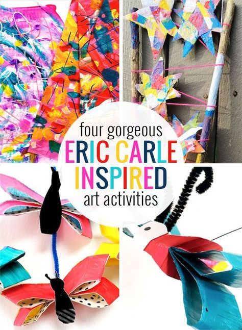 Four gorgeous Eric Carle inspired art activities. Eric Carle Book Activities, Eric Carle Books, Eric Carle Crafts, Eric Carle Classroom, Eric Carle Art, Eric Carle Activities, Daycare Themes, Winter Reading, Child Activities