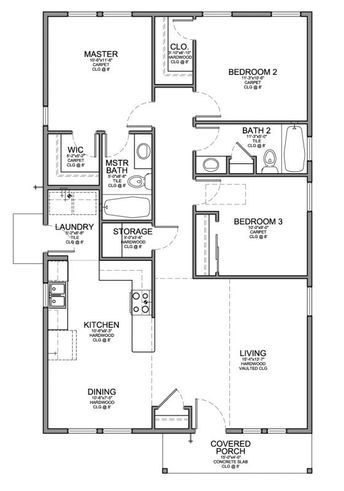 3 Bedroom Floor Plan, Closet Planning, Small House Layout, Bathroom Floor Plans, House Plans 3 Bedroom, House Plans One Story, Small House Floor Plans, Simple House Plans, Bedroom Floor Plans