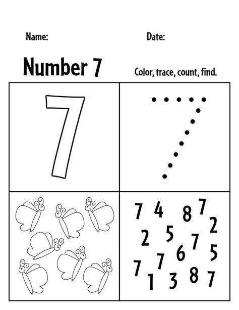 Print your Free Number 7 Printables for Preschool! Number 7 Tracing Page | Number 7 Coloring Page | Number 7 Worksheets for Preschool Number 7 Worksheets For Preschool, Number 7 Worksheet, Number Worksheets For Preschool, Preschool Number Worksheets, Fall Worksheets, Alphabet Crafts Preschool, Free Printable Numbers, Preschool Tracing, Tracing Worksheets Preschool