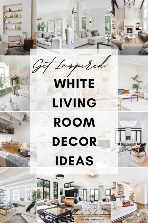 I'm not one for experimenting with colour - neutral is my vibe all day every day. So, thank you for this lovely post. I now have so many white living room decor ideas!! Home Decor For White Walls, Living Room White Furniture Inspiration, Living Room Designs White Sofa, White Interiors Living Room, White Couch Cozy Living Room, White Interior Walls Living Room, Decor For White Walls Living Room, White Livingrooms Design, Light Gray And White Living Room