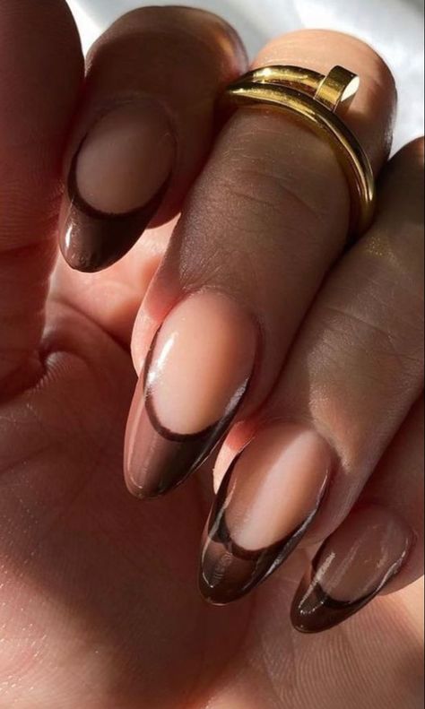 Gel X Nails Round, Round Acrylic Nails Design, Half Moon Nail Designs, Fall Almond Shaped Nails, Fall Nails Almond Shape, Martini Nails, Nails Round, Gel X Nails, Almond Shaped Nails