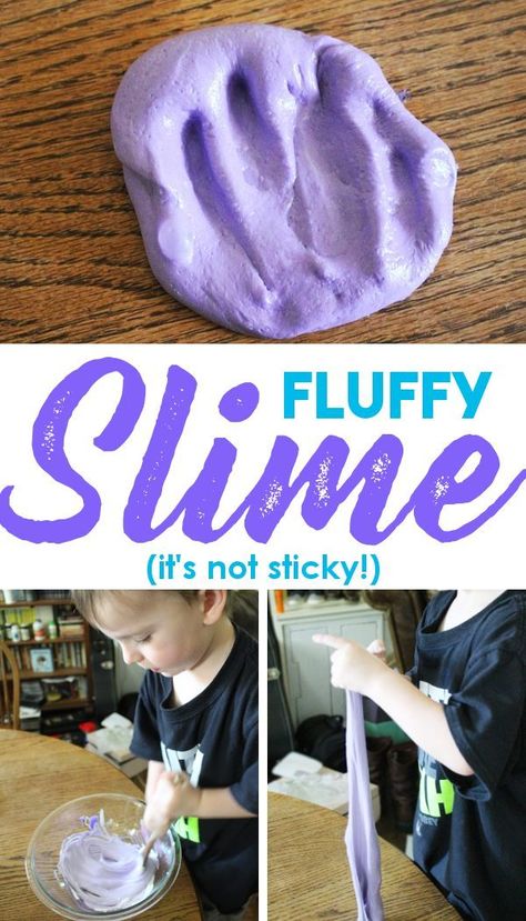 Easy Fluffy Slime Recipe, Slime With Shaving Cream, Fluffy Slime Recipe, Sticky Slime, Making Fluffy Slime, Contact Solution, Slime No Glue, Easy Slime Recipe, Diy Slime Recipe