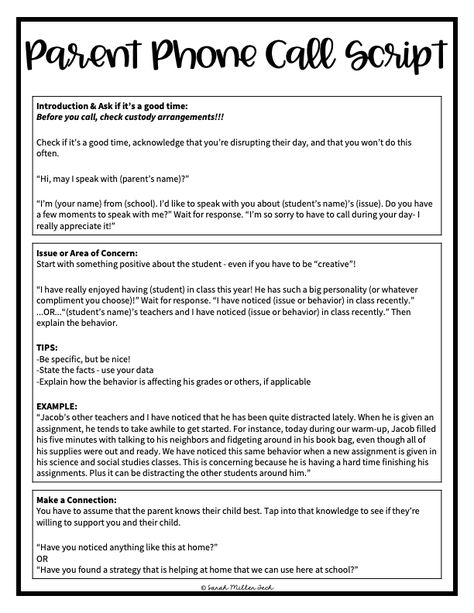 Parent Phone Calls: 101 — Sarah Miller Tech Script For Calling Parents, Positive Phone Calls To Parents, Parent Phone Call Script, Parent Coordinator Office, Elementary Parent Teacher Conferences, Preschool Parent Events, Parent Educator Ideas, Conferences Parent Teacher Ideas, Middle School Parent Communication