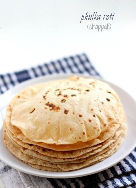 phulka roti recipe - soft indian homemade phulka roti recipe or chappati recipe with detailed steps & pictures. tips & tricks for making phulka roti soft. Soft Roti Recipe, Chapati Recipes, Roti Recipe, Paratha Recipes, Indian Bread, Bread Serving, Pita Bread, Chapati, Indian Cooking