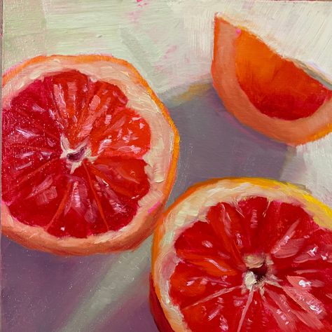 "Original oil painting. 15x15 cm  (6\"x6\") - oil on wooden panel (6mm)" A Level Art Sketchbook, Orange Painting, Grapefruit Oil, Food Painting, Wooden Panel, Fruit Painting, Ap Art, Fruit Art, Color Pencil Drawing