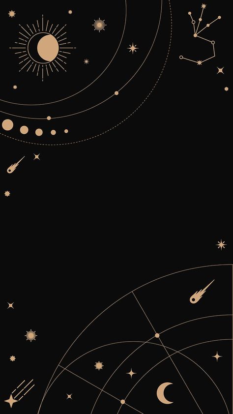 Celestial Line Art, Boho Wallpaper Iphone, Mystic Wallpaper, Sky Frame, Gold Wallpaper Phone, Black And Gold Aesthetic, Pastel Iphone Wallpaper, Phone Wallpaper Aesthetic, Wallpaper Iphone Boho