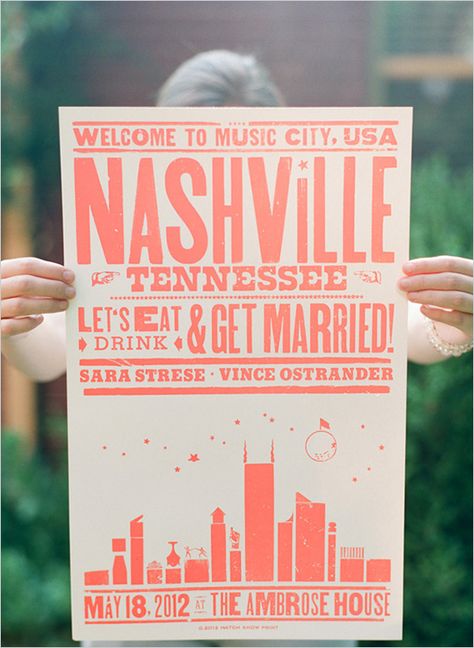 Hatch show print --- but change to our wedding details!! Wedding Concert Poster, Concert Poster Wedding Invitation, Concert Wedding Theme, Concert Themed Wedding, Musical Wedding, Industrial Bohemian, Hatch Print, School Function, Dj Photo