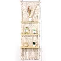 Macrame Baskets, Curtains Macrame, Hanging Shelf Decor, Bohemian Decor Bedroom, Macrame Wall Hanging Shelf, Moroccan Wall Decor, Macrame Curtains, Pine Wood Walls, Wall Shelf Display