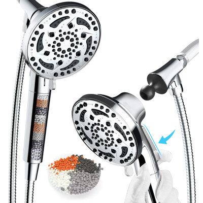 It is made with excellent craftsmanship and brings style to your bathroom while providing a rainfall showering sensation Cobbe Finish: Chrome | Cobbe MultiFunctional 7-Spray One-Button Detachable Shower Head w/ Filter Gray 10.87 in, Plastic | WSCF601-3 | ODGA1035 | Wayfair Canada Shower Head With Filter, Detachable Shower Head, Shower Head Filter, High Pressure Shower Head, Bath Faucet, Handheld Shower Head, Tub And Shower Faucets, Rain Shower Head, Spray Pattern