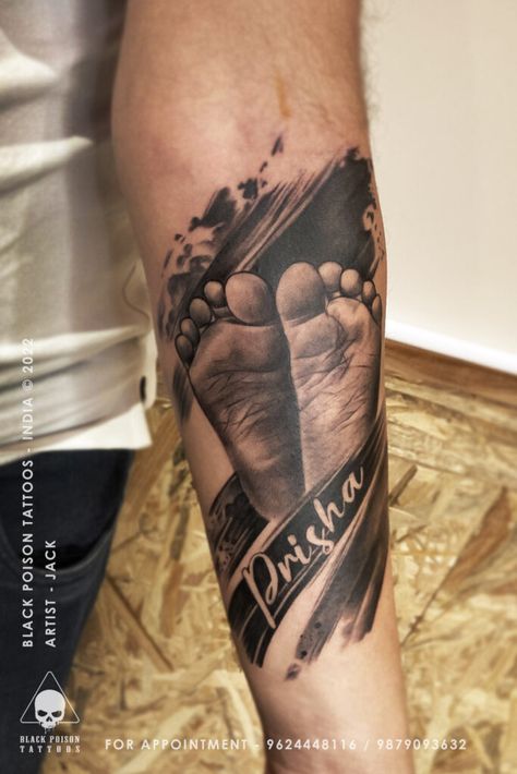 Baby Foot Tattoo: A Guide to Tiny Footprints of Love Footprint Tattoo Ideas For Men, Baby Feet Tattoos For Dad, Baby Footprint Tattoo For Dad, Baby Feet Tattoos Footprint, Baby Blocks Tattoo, Baby Tattoos For Dads, Tuff Tattoos, Baby Foot Tattoo, Baby Foot Print Tattoo