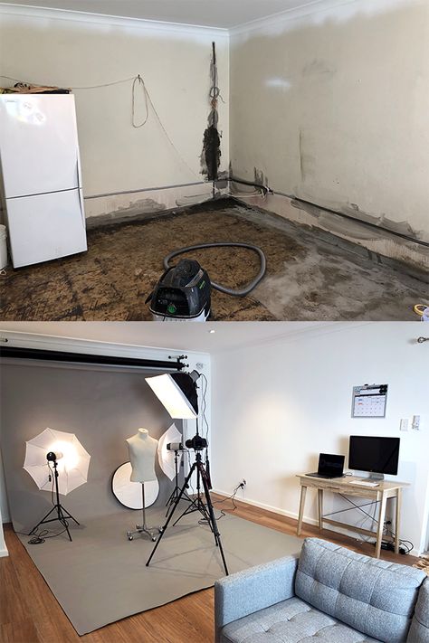 Studio Setup Photography, Garage Photography Studio, Photo Studio Interior Design, Small Photo Studio, Montage Photography, Photo Studio Equipment, Photo Studio Design, Photography Studio Decor, Home Photo Studio