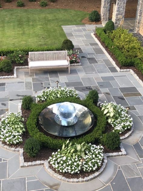 Front Yard Fountain, Yard Fountain, Modern Fountain, Fountains Backyard, Fountain Design, Modern Landscape Design, Water Fountains Outdoor, Classic Garden, Water Fountains