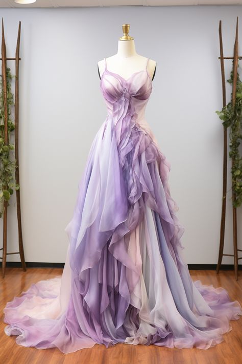 Lavender flower inspired gown Light Purple Flowy Dress, Purple Ethereal Dress, Elegant Fairy Dress, Lavender Fantasy Dress, Lilac Fairy Dress, Purple Fairy Wedding Dress, Lavender Fairy Dress, White And Purple Wedding Dress, Fairy Bridesmaid Dresses