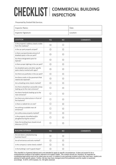 When did you last inspect your commercial property? What checks did you make? For a full PDF of our Commercial Building Inspection checklist, please email info@sirelark.com #commercialproperty #propertyinspectations #landlord #riskmanagement Building Inspection Checklist, Property Maintenance Checklist, Commercial Property Management, Building Maintenance Checklist, Move Out Checklist, Cleaning Supplies Checklist, Civil Works, Real Estate Checklist, Shashi Kapoor