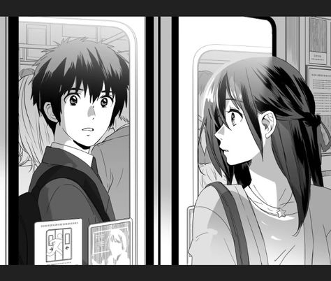 Mitsuha and taki in train Your Name Anime, Anime Decor, Manga Pages, Anime Wall Art, Manga Covers, Manga Pictures, Manga Illustration, Manga Comics, Anime Movies