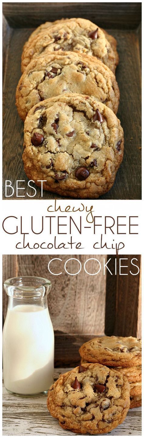 Best Chewy Gluten-Free Chocolate Chip Cookies Recipe- Amazing cookies with chewy edges and gooey centers!!! Desserts Cookies, Amazing Cookies, Dessert Sans Gluten, Cookies And Milk, Gluten Free Chocolate Chip Cookies, Gluten Free Chocolate Chip, Best Gluten Free, Delicious Cookies, Cookies Chocolate