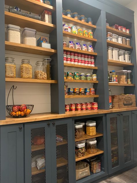 I have always obsessed with order and organization and recently discovered my love for power tools and my new table saw!
I wanted to create a space that guests felt comfortable grabbing a snack. Let's be honest, who wants to rummage through someone's pantry when their hungry? It just feels weird. I wanted to create a General Store vibe- something inviting and fun! It also makes grocery store shopping and meal planning super easy, too! Pantry Room Shelving Ideas, French Country Pantry Ideas, Pantry With Library Ladder, Long Pantry Shelves, Open Wall Pantry, Kitchen And Pantry Ideas, Laundry Room Plus Pantry, Pantry With Wooden Shelves, General Store Pantry Ideas